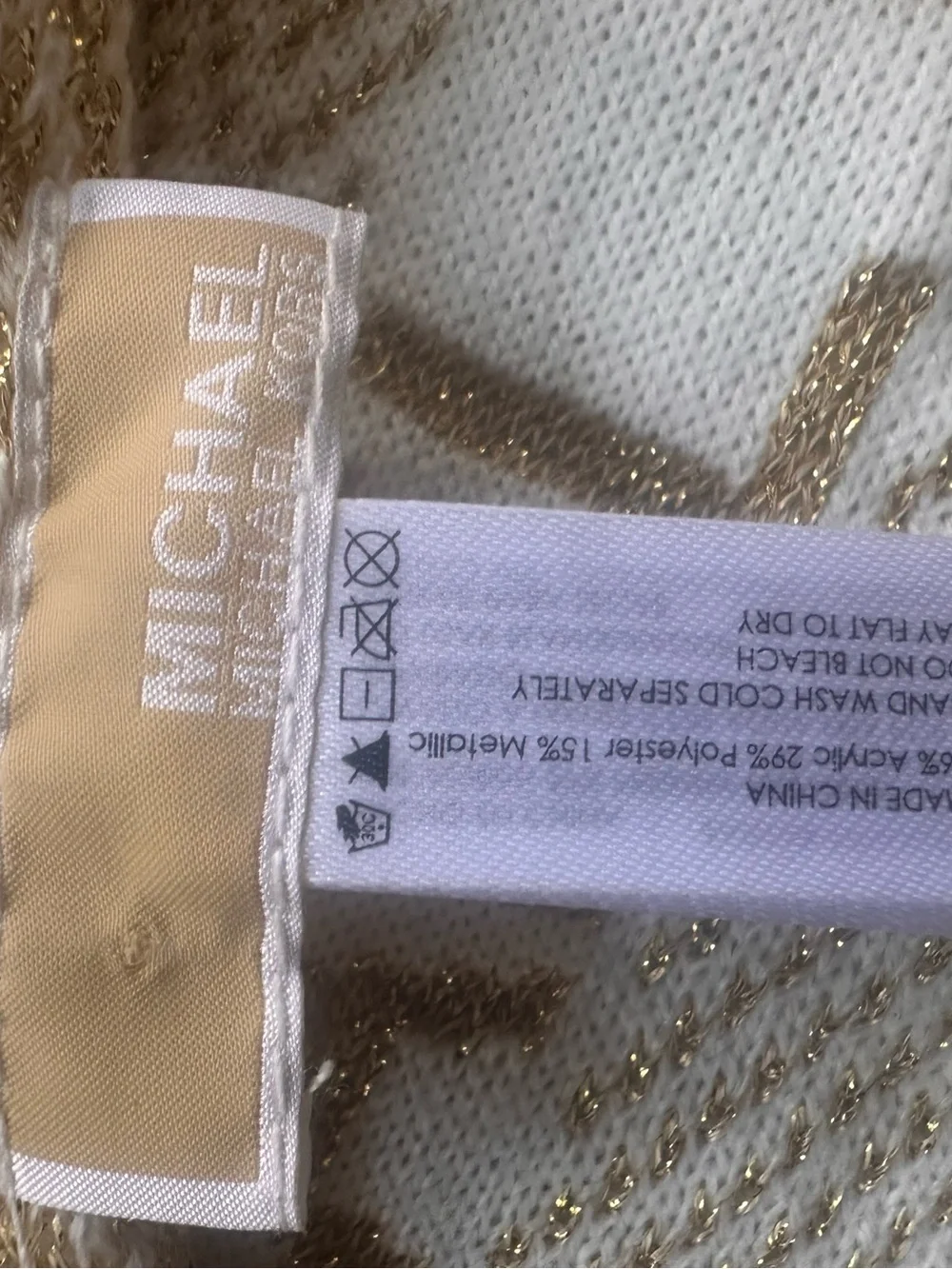 Michael Kors Cream and Tan Knit Beanie & Scarf Set